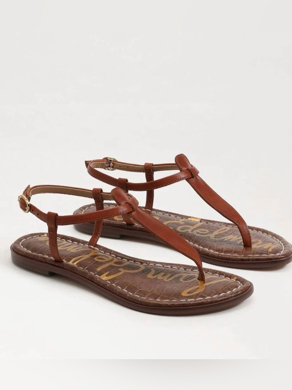 New in Box Sam Edelman Gigi Sandals in Maple Bourbon Leather Size 7.5M